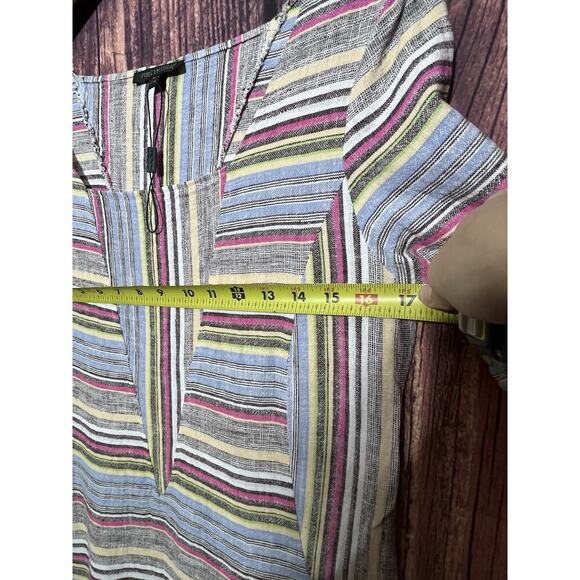 For Cynthia Dress Women Shift Linen Blend Pockets Striped Short Sleeve Size S - Picture 6 of 9